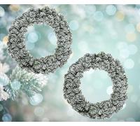 Set Of 2 50cm Snowy Imperial Christmas Wreaths Large Green Pine Door Decoration