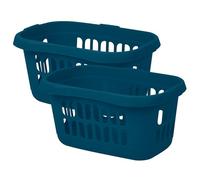 (Set of 2) - 60L Litre Midnight Navy Hipster Laundry Basket Large Storage Basket Washing Basket For Storage Bin Tidy Clothes Laundry Hamper Toys Organiser For Bedroom Bathroom Laundry Room