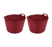 Set of 2-75L Litre Robust Versatile Multipurpose Extra Large Flexi Tub Garden Home Flexible Plastic Storage Container Bucket Flex Tub - MADE IN UK (Red)