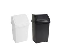 (Set of 2) 8L Litre Plastic Swing Bin Waste Recycle Recycling Dustbins With Removable Swing Lid Rubbish Trash Refused Bins Trash Can For Home Kitchen Bathroom Office (Midnght Greyish + Ice White)