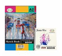 (Set of 2) - A2 Large with 7 x 7 Square Sketch Books 130 GSM Sketch Pad Drawing Pads with 15 & 20 Sheets Spiral Bound Art Books for Artists Beginners Adults Kids for Writing Painting Sketching