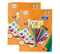 Set of 2 - A4 Scrapbooks with 50 Assorted Colour Sheets | Staple-Bound Craft Scrap Book for Toddlers & Adults | Perfect for Photo Albums, Card Making, Collage, School Projects & DIY Art Activities