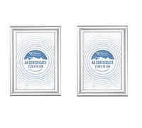 (Set of 2) - A4 Silver Photo Frame Glass Front A4 Size Picture Frames Certificate Solid Wood Posters Portrait Wall Mountable Picture Frame, Certificate Frame for Home Office Wall Décors