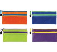 [Set of 2] A6 Zipper Pouch Case Storage Document Wallet Travel Receipts Zip Lock Bags Pouch with Zipper for Cosmetics Cases Organisers Offices Supplies Travel Accessories (Double Zip Mesh Wallet)