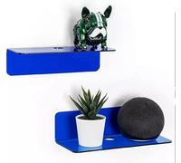 Set of 2 Acrylic Floating Wall Display Shelf With Cable Mini Storage DVD Rack