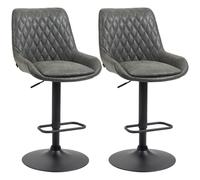 Set of 2 Adjustable Bar Stools 360° Swivel Kitchen Breakfast Chairs Grey