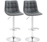 Set of 2, Adjustable Breakfast Dining Stools Swivel and Footrest, Grey