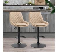 Set Of 2 Adjustable Height Retro Light Khaki Bar Stools Rafaelo Mobilia Light Khaki One Size