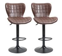 HOMCOM Bar Stools Set of 2 PU Leather Adjustable Height Swivel Bar Chairs w/ Footrest in Brown HOMCOM Brown