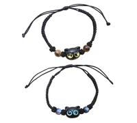 Set of 2 Adjustable Pairs Bracelet Cat Pendant Bracelet Cartoon Animal Beads Hand Chain Accessory for Women Girls Women Fashion Bracelet