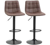 Set of 2, Adjustable Stools Swivel and Footrest for Home Pub Area, Brown