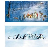 Set of 2 Advent Cards - Penguins and Animals in The Wood Advent Cards Coppenrath Cards 16.5 x 11.5 cm