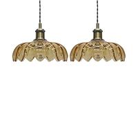 Set of 2 Alice - Amber Floral Glass Easy Fit Pendant Shades