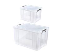 Set of 2 Allstore Storage Box with Lid & Silver Clamp - Clear Whitefurze Clear One Size