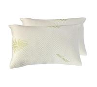 Set of 2 Aloe Vera Shredded Memory Foam Pillows Hypoallergenic, Breathable, Orthopaedic Support for Neck & Spine Soft & Comfortable 20"x28" Premium Aloe Vera Print Pillow Set