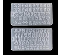 Set of 2 Alphabet Crystal Epoxy Resin Mould English Letters Number Pendant Key Ring Casting Silicone Mould DIY Craft Mould Epoxy Resin Silicone Coaster Moulds DIY Set for Resin Art