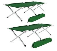 Set Of 2 Aluminium Camping Beds TECTAKE Green One Size