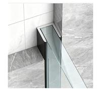 Set of 2 Aluminum Glass Door U Channel, Easy DIY Install Cuttable Fixed Profile, Waterproof Side Bottom Track for Bathroom Partition & Balcony(Black,Fit 0.4"/1cm Glass)