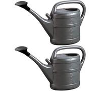 Set of 2 Anthracite Watering Cans, 10 Litres, Plastic, for Watering Flowers and Garden