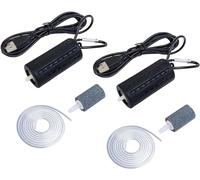 Set of 2 Aquarium Air Pump Super Silent Mini USB Fish Tank Oxygen Air Pump Air Aerator Pump Energy Saving Oxygen Bubbler with Air Stone and Single Outlet Silicone Tube 1W