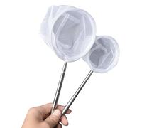 Set of 2 Aquarium Nets with Telescopic Stainless Steel Handle, Round and Square Shape, Adjustable Length up to 39 cm, Fine Nylon Mesh for Fishing and Cleaning