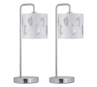 Set of 2 Arched Table Lamps with White Fern Shades First Choice Lighting Silver One Size