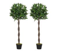 Artificial Bay Laurel Tree - 120cm (3.9ft) - Single or Pair - UV Resistant, Weatherproof Decorative Topiary - Pre-Potted - Indoor & Outdoor Use (Pair)