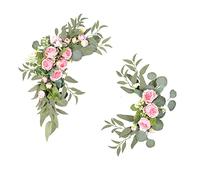 Set of 2 Artificial Floral Swags Artificial Wedding Arch Flowers Arch Home Garden Decor Wedding Flower Greenery Arrangements for Wedding Decor Ceremony and Reception Backdrop Decoration (Pink)