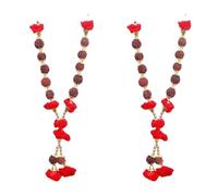 Set of 2 Artificial Mala Rudraksha Beads Rose Haar God Idol Statue Photo Frame Ganpati Indian Traditional Festival Jewel Pooja Sringar Articles Ornaments Temple New year Decorations (Size:-11")
