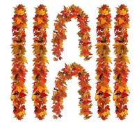 Set of 2 Artificial Maple Leaf Wreaths, 175cm Each Autumn Maple Leaf Wreaths Decoration Automne Thanksgiving halloween decoration Fireplace Ornaments