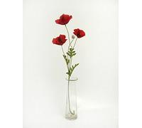 Set of 2 Artificial Red Poppy Silk Flower Sprays - Poppies with 3 Heads per Spray plus One Bud