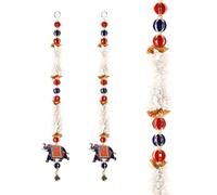 Set of 2 Artificial White Flower Garland String with Elephants Wall Hanging for Home Door Wall Temple for Indian Traditional Festival Decoration Home Door Wall Decor (Size:-22"/ 1.75 Feet's)