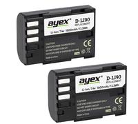 Set of 2 ayex® D-Li90 li-ion battery for Pentax K-7, K-5, K-3, K-01, 645D