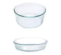 Set of 2 Bake & Enjoy Glass Souffle & Flan Dish Pyrex Clear One Size