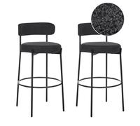 Set of 2 Bar Chairs ALLISON Boucle Black
