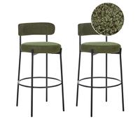 Set of 2 Bar Chairs ALLISON Boucle Green
