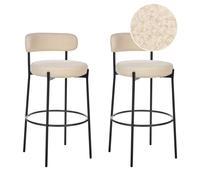 Set of 2 Bar Chairs ALLISON Boucle Light Beige