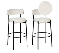 Set of 2 Bar Chairs ALLISON Boucle White