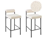 Set of 2 Bar Chairs AMAYA Boucle Off-White
