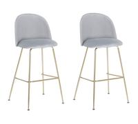 Set of 2 Bar Chairs ARCOLA Velvet Light Grey