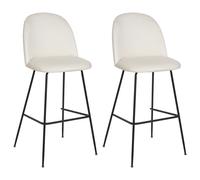 Set of 2 Bar Chairs ARCOLA Velvet Off-White