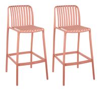 Beliani Set of 2 Bar Chairs ARICCIA 2 in 1 Synthetic Material Light Red, Red