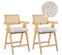 Beliani Set of 2 Bar Chairs AVA Wood Light Brown/ Beige