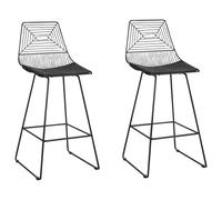 Beliani Set Of 2 Bar Chairs Bisbee Metal Black