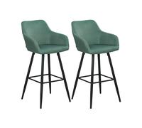 Set of 2 Bar Chairs CASMALIA Velvet Dark Green