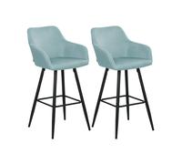 Set of 2 Bar Chairs CASMALIA Velvet Light Blue