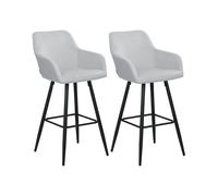 Beliani Set Of 2 Bar Chairs Casmalia Velvet Light Grey
