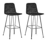 Set of 2 Bar Chairs CASSITA Rattan Black