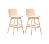 Set of 2 Bar Chairs CHARLESTON Wood Light Brown/ Light Beige