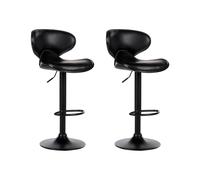 Set of 2 Bar Chairs CONWAY Swivel Faux Leather Black